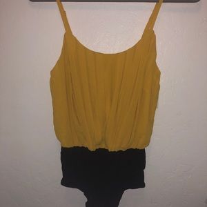 Mustard Spaghetti Strap Bodysuit